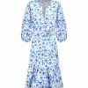 Tara Jarmon Robe Courte Rosabetta Coton Bleu