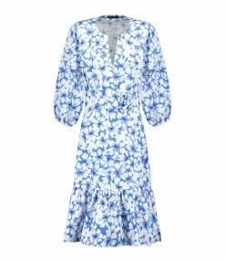 Tara Jarmon Robe Courte Rosabetta Coton Bleu