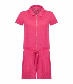 MAJESTIC FILATURES Combinaison Short Lin Flamingo