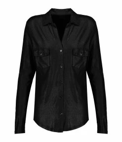 MAJESTIC FILATURES Chemise Métallique Noir