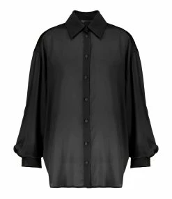 OUD Top Kristen Mousseline Soie Noir