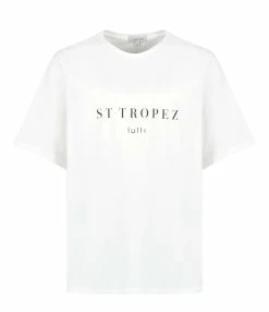 Tee-shirt Lulli St-Tropez Col Rond Coton Bio Blanc, Collaboration Jeanne Vouland X Lulli