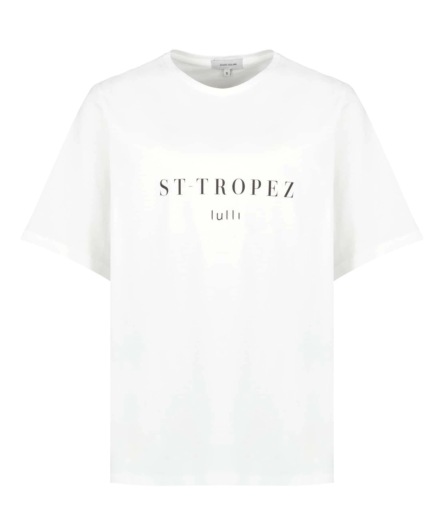 Tee-shirt Lulli St-Tropez Col Rond Coton Bio Blanc, Collaboration Jeanne Vouland X Lulli