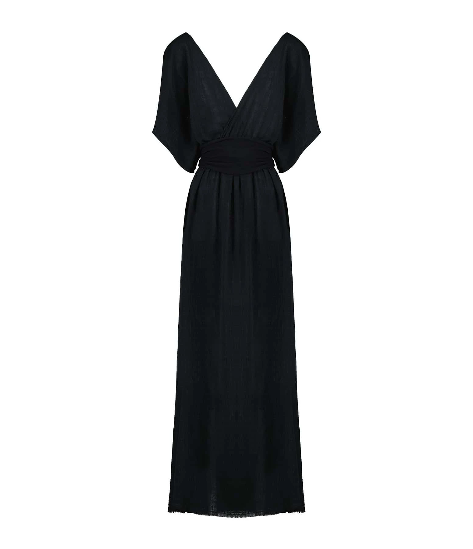 MAISON SAINT JULIEN Robe Empire Longue Coton Noir