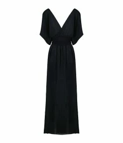 MAISON SAINT JULIEN Robe Empire Longue Coton Noir