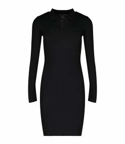 MAJESTIC FILATURES Robe Col Polo Coton Noir