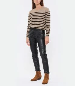 CT PLAGE Pull Cachemire Rayures Camel Noir 10 CT PLAGE Pull Cachemire Rayures Camel Noir -Boutique de vente ZIMMERMANN 071 73