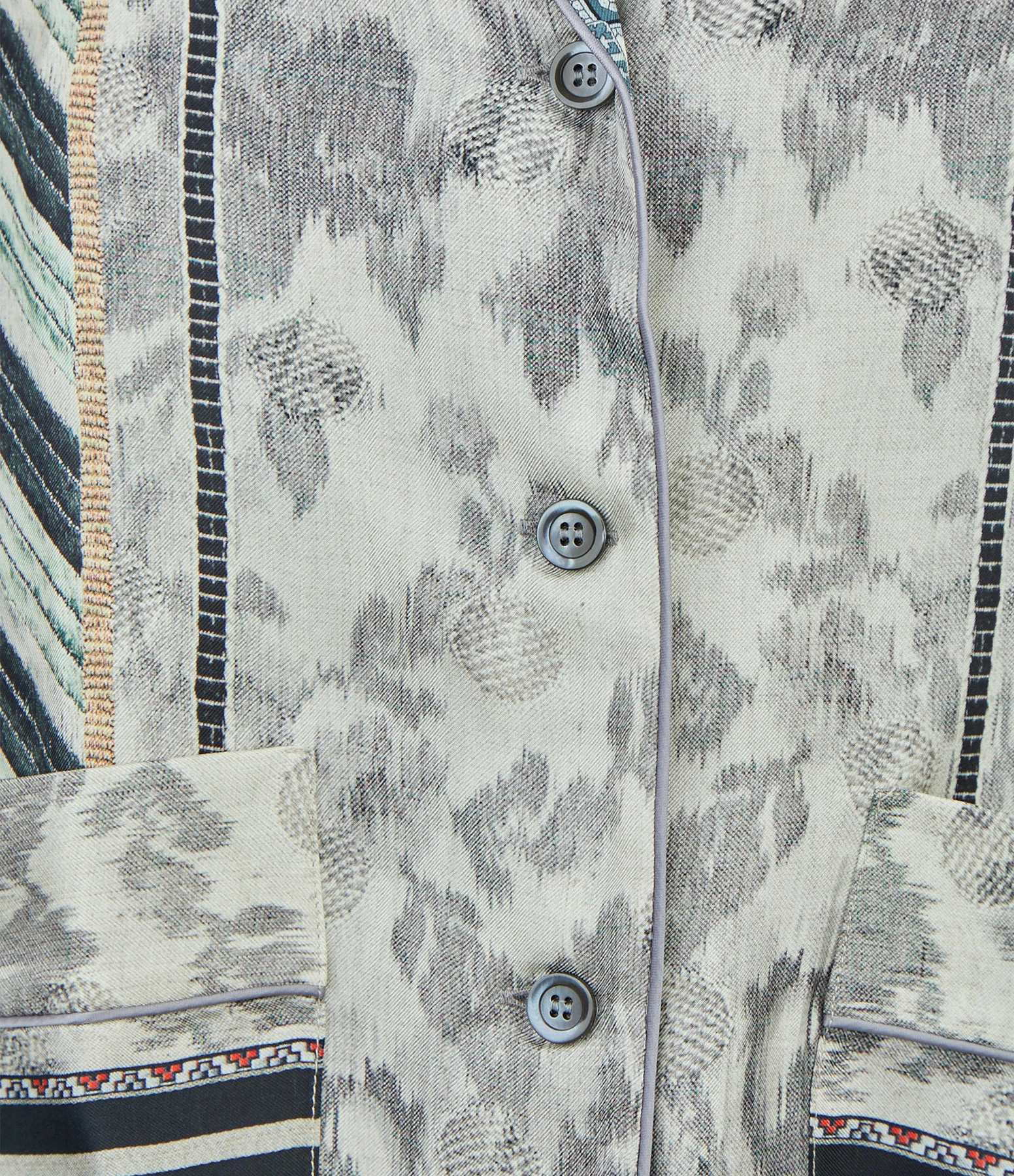 PIERRE-LOUIS MASCIA Chemise Aloe Soie Imprimé Gris Bleu – Image 2