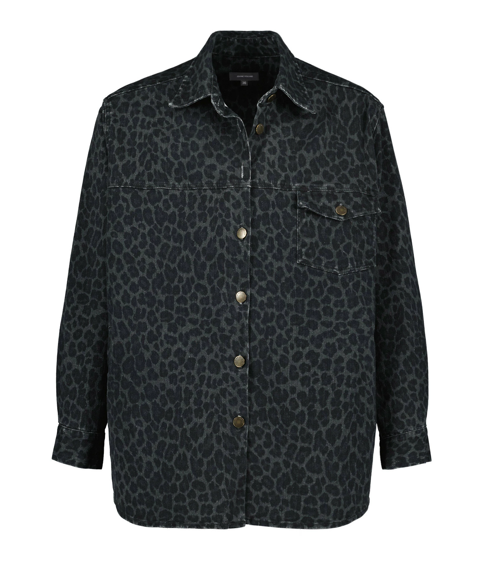 JEANNE VOULAND Surchemise Ezra Denim Léopard Stone Noir