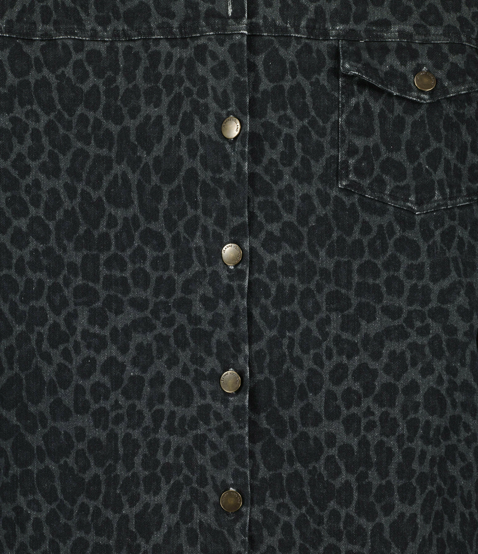 JEANNE VOULAND Surchemise Ezra Denim Léopard Stone Noir – Image 2