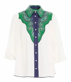 Zimmermann Chemise Tiggy Lin Ivoire Bleu Vert