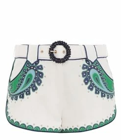 Zimmermann Short Tiggy Lin Ivoire Bleu Vert