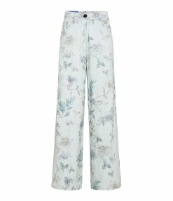FORTE_FORTE Pantalon Denim Coton Imprimé Bleu
