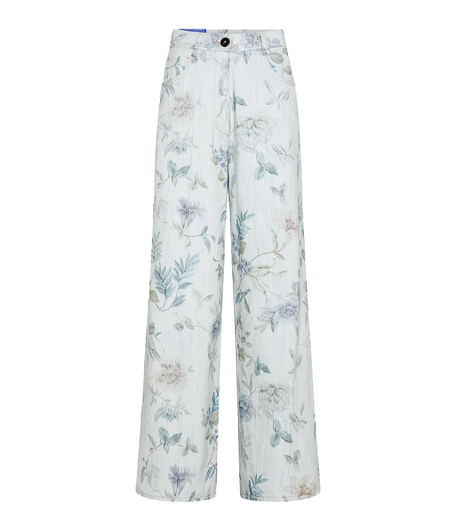 FORTE_FORTE Pantalon Denim Coton Imprimé Bleu