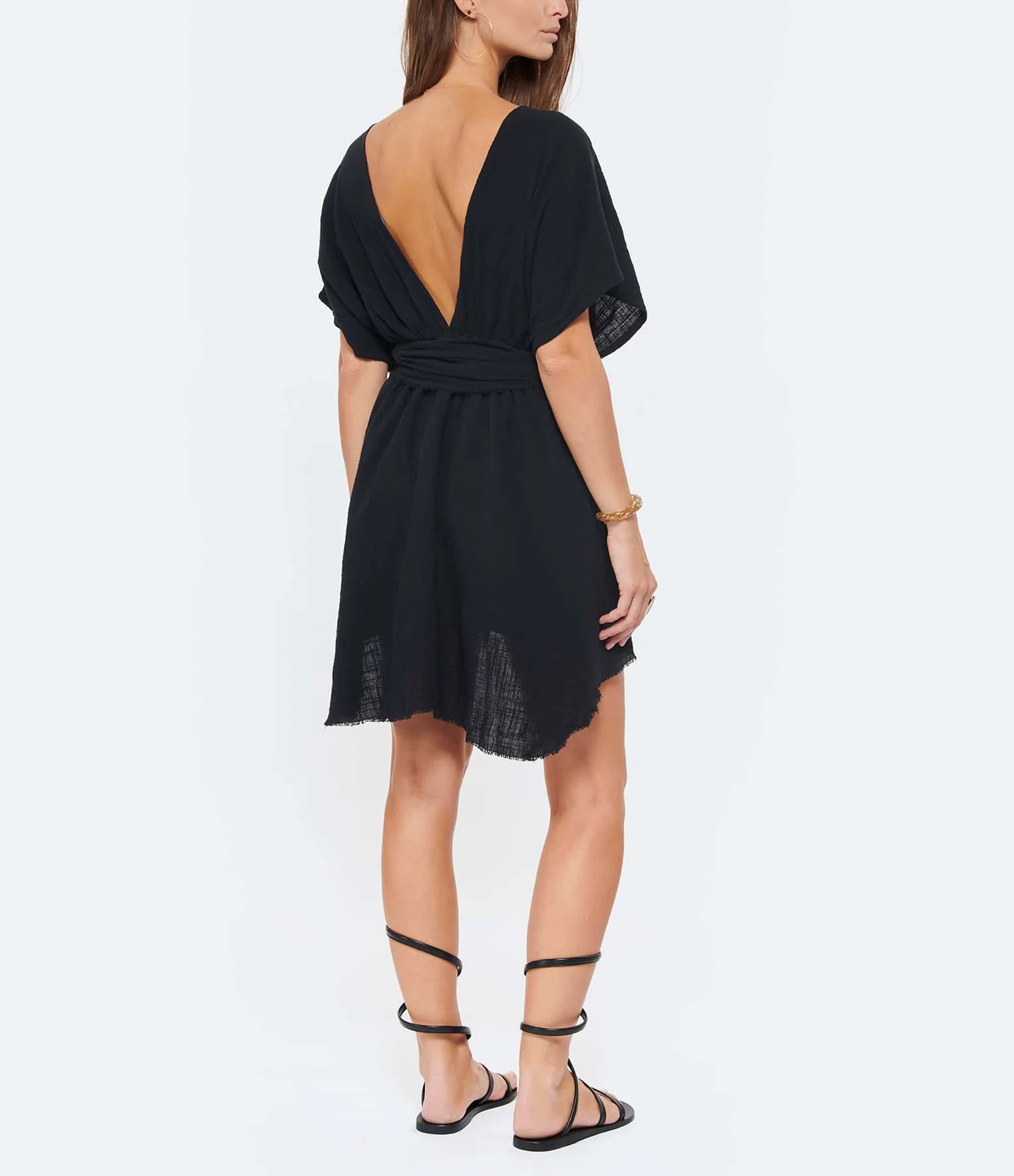 MAISON SAINT JULIEN Robe Empire Courte Coton Noir – Image 4