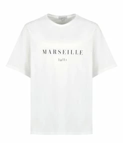 Tee-shirt Lulli Marseille Col Rond Coton Bio Blanc, Collaboration Jeanne Vouland X Lulli