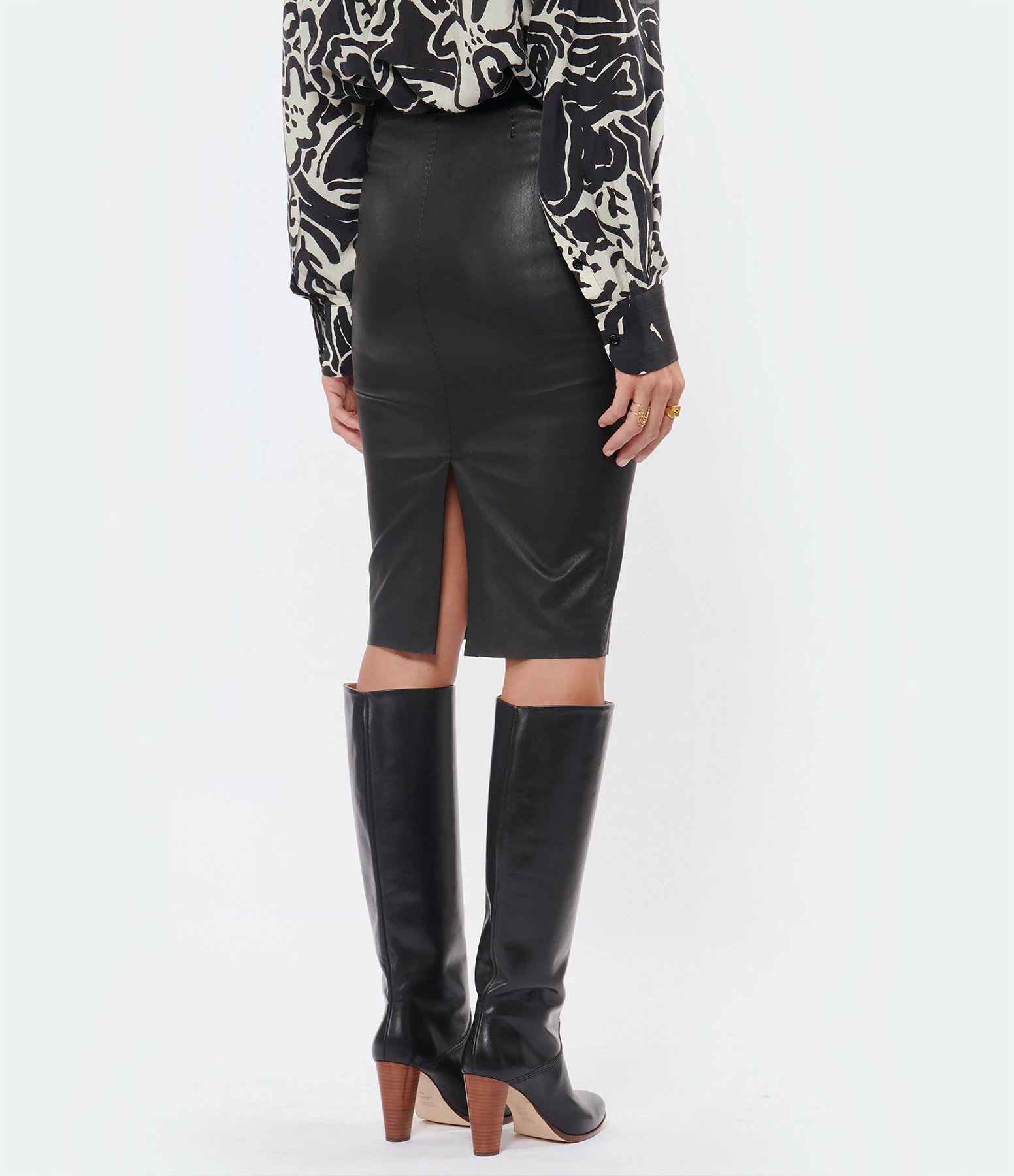 STOULS Jupe Gilda Agneau Plongé Regular Noir – Image 5