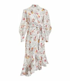 Zimmermann Robe Portefeuille Mi-Longue Lin Imprimé