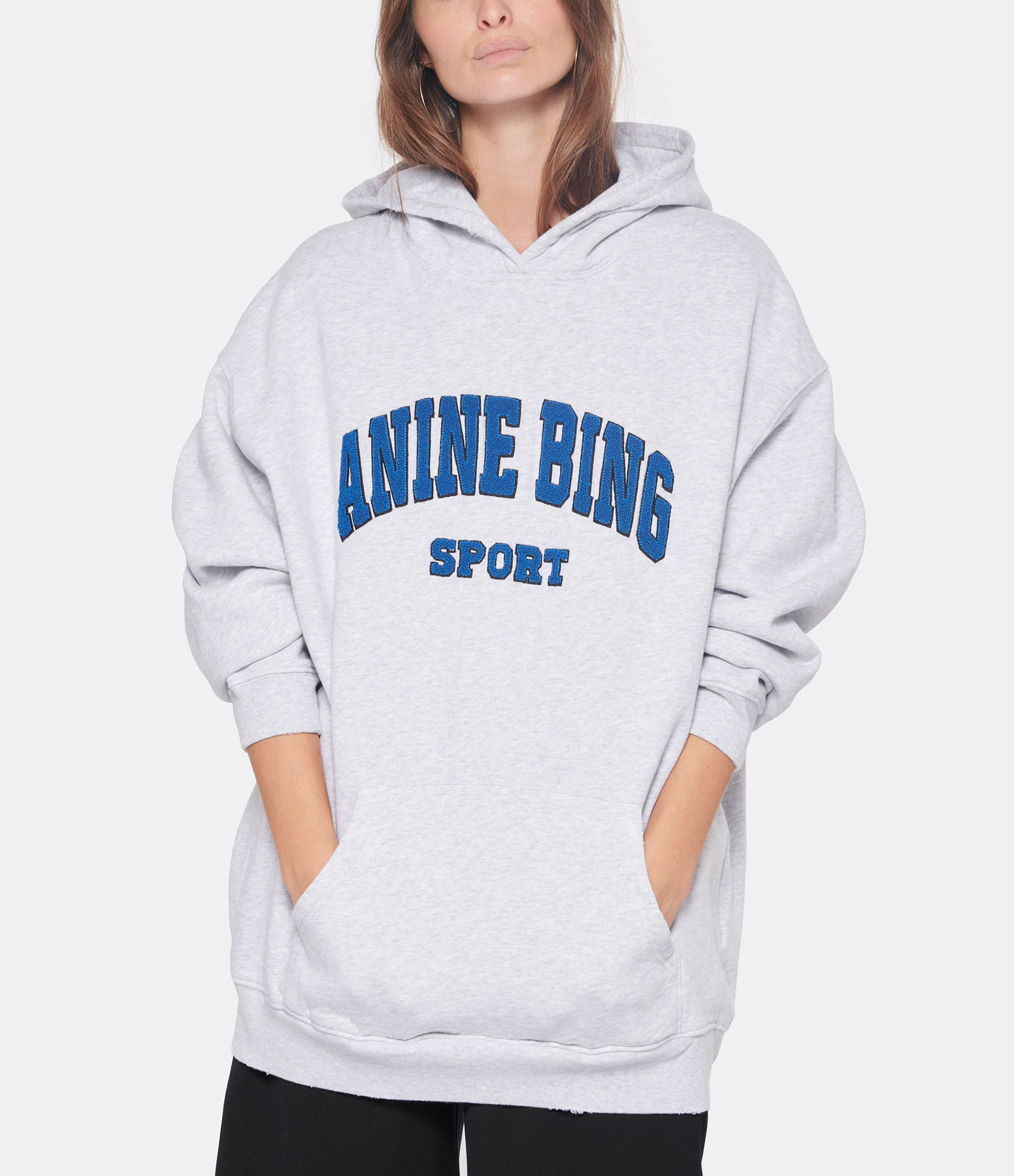 ANINE BING Sweatshirt Hoodie Tyler Coton Gris – Image 2