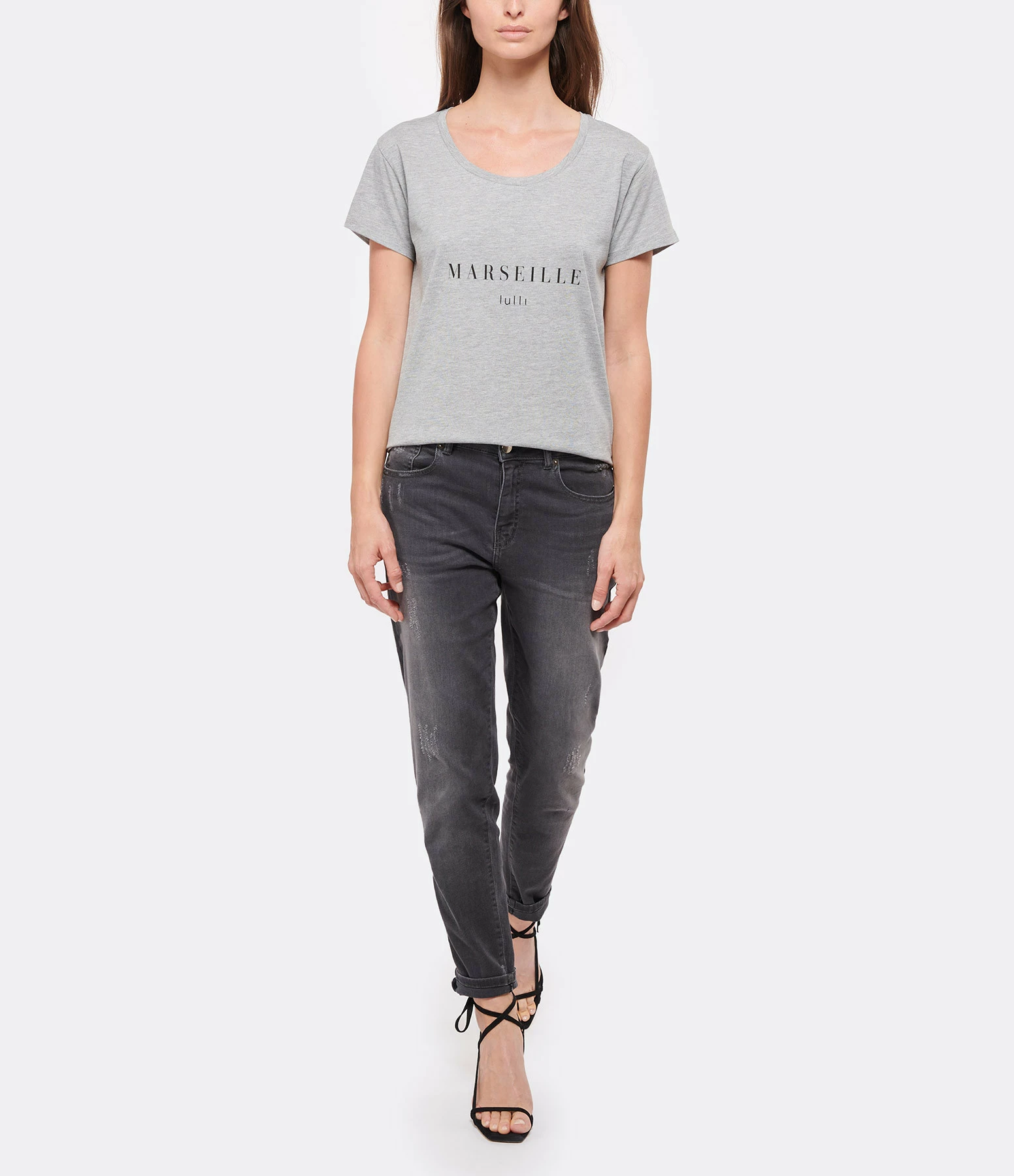 Tee-shirt Lulli Marseille Col Rond Coton Gris, Collaboration Jeanne Vouland X Lulli – Image 4