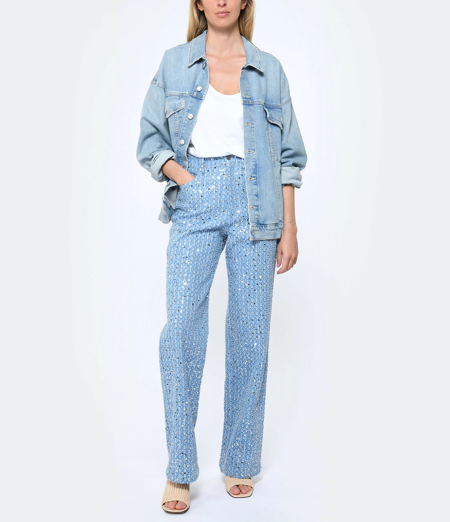 ROTATE Jean Denim Sequins Bleu 4 ROTATE Jean Denim Sequins Bleu – Image 2