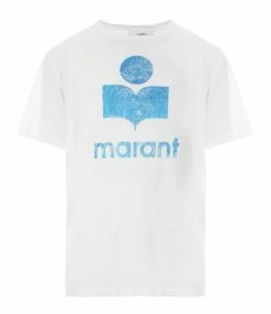 MARANT ÉTOILE Tee-shirt Zewel Lin Blanc Bleu