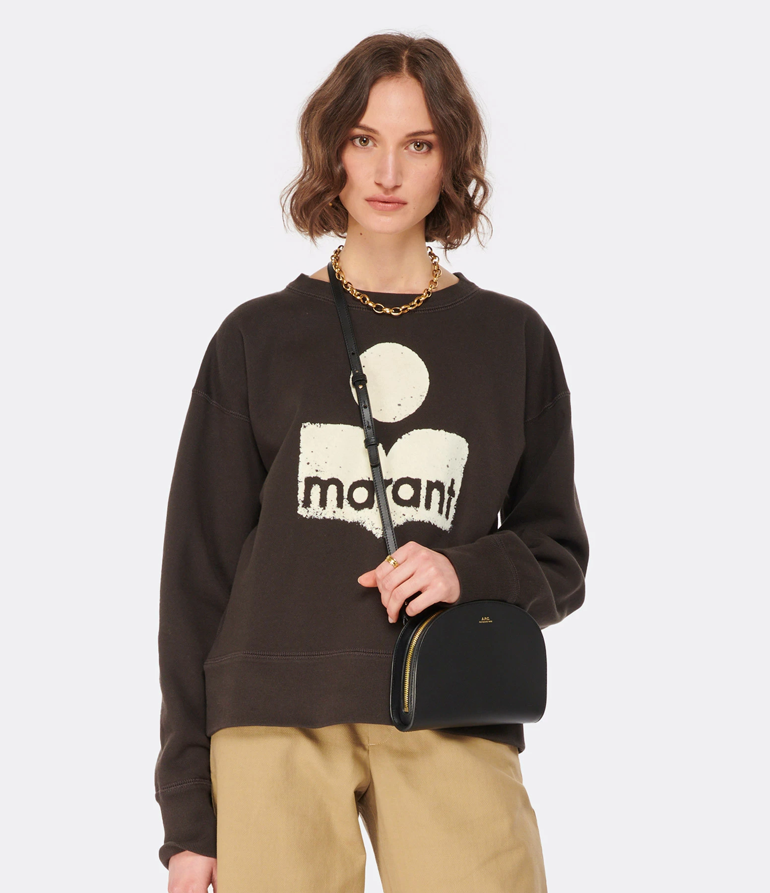 MARANT ÉTOILE Sweatshirt Mobyli Coton Noir Délavé – Image 3