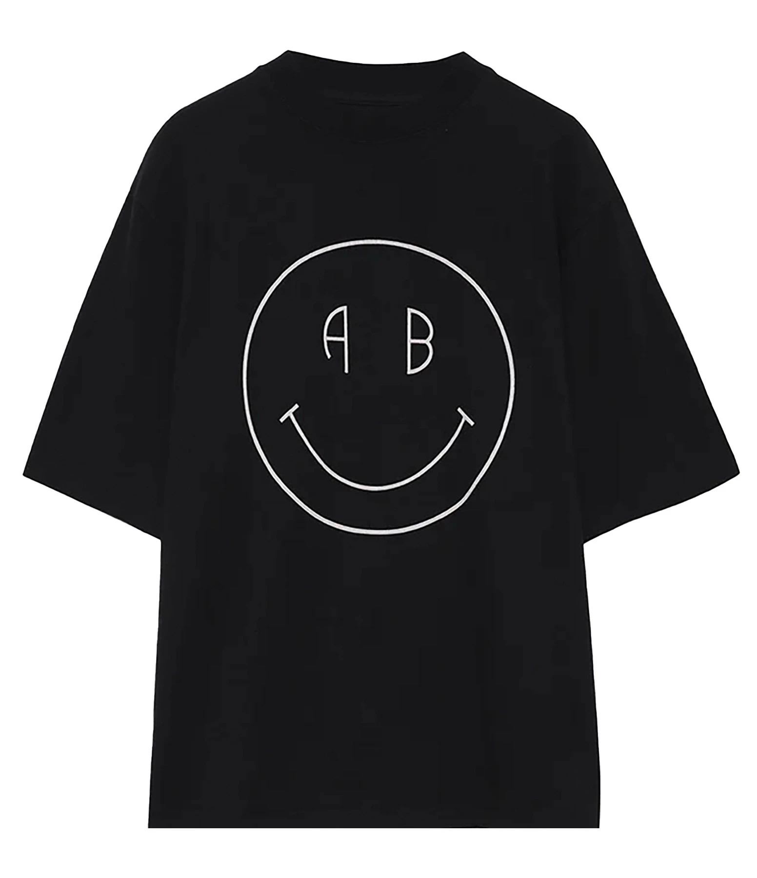 ANINE BING Tee-shirt Avi Smiley Coton Organique Noir