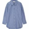 ANINE BING Chemise Mika Coton Rayures Bleu Blanc