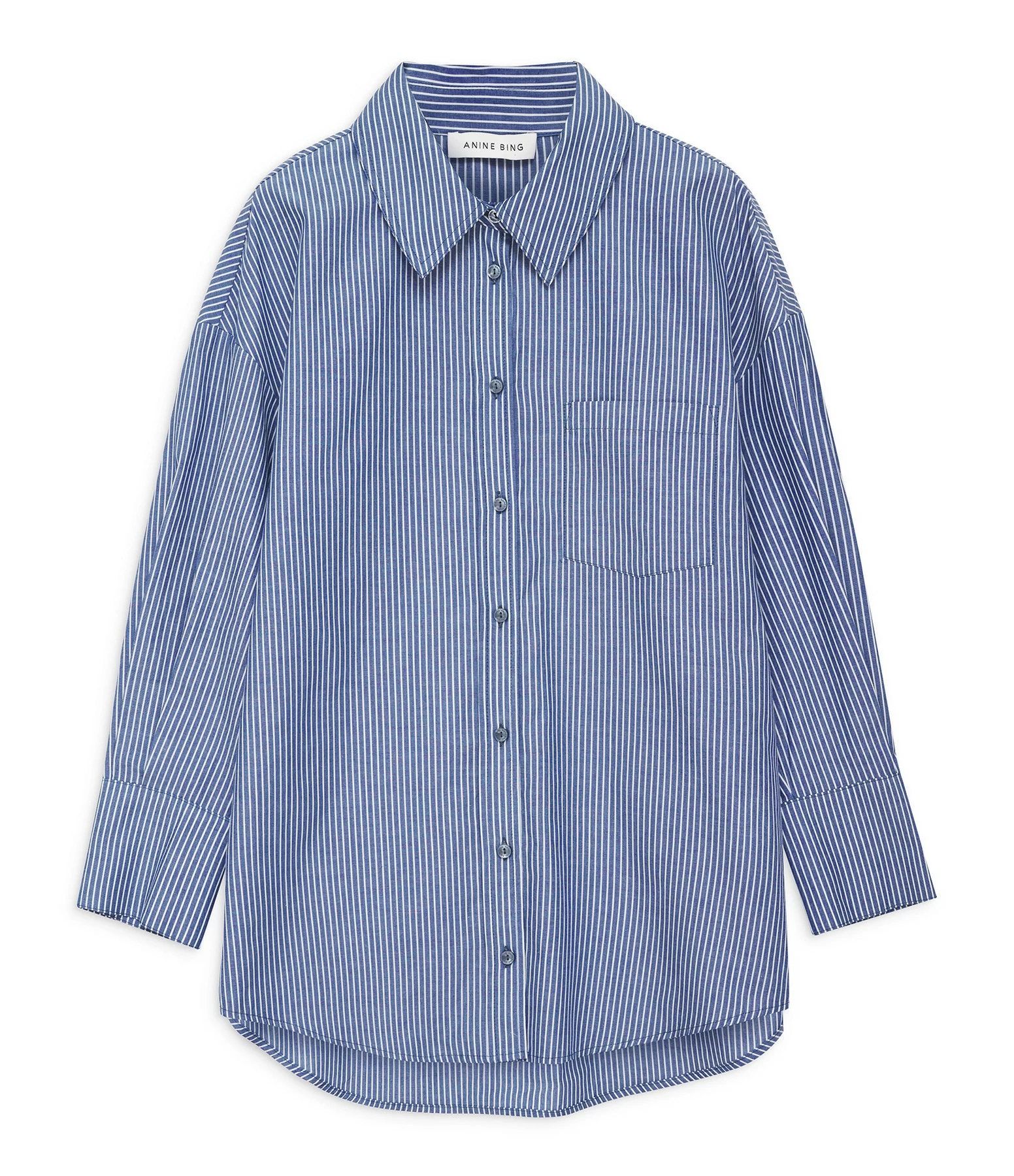 ANINE BING Chemise Mika Coton Rayures Bleu Blanc