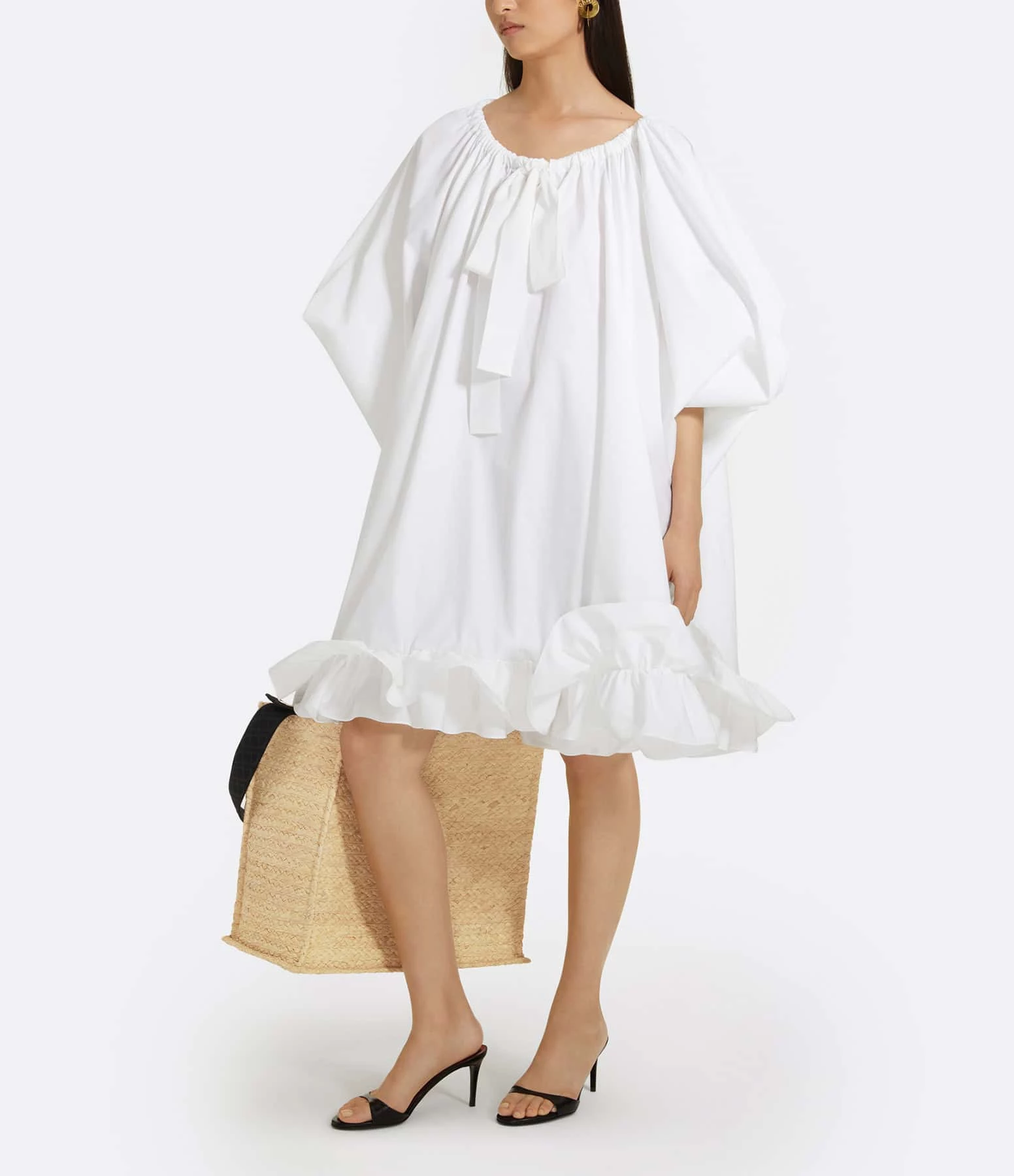 PATOU Robe Froufrou Coton Blanc – Image 3