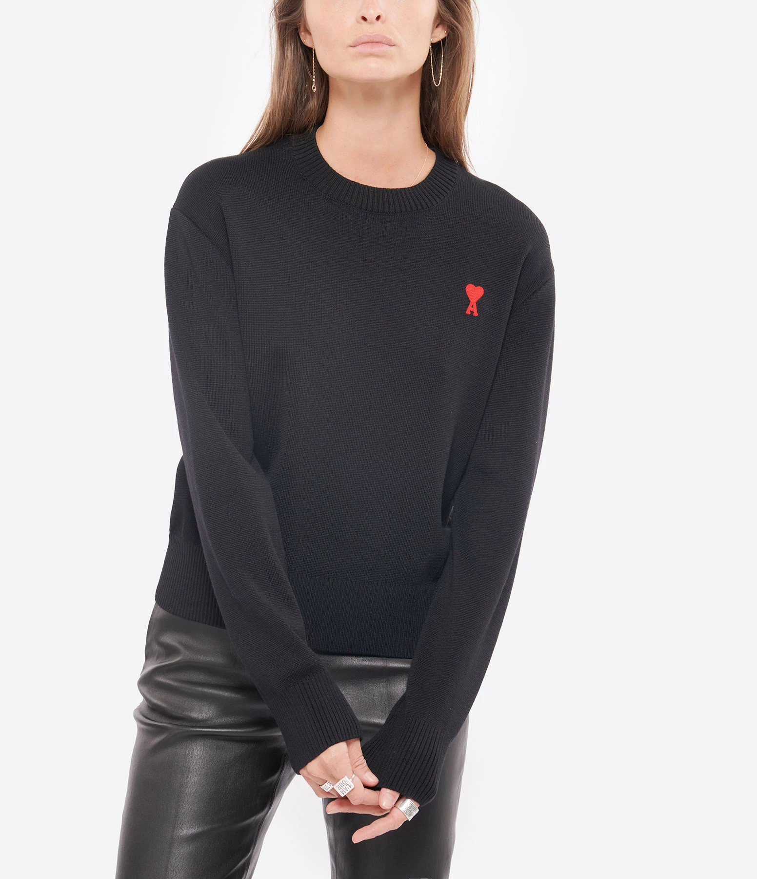 AMI Paris Pull Ami De Cœur Laine Noir 5 AMI Paris Pull Ami De Cœur Laine Noir – Image 3