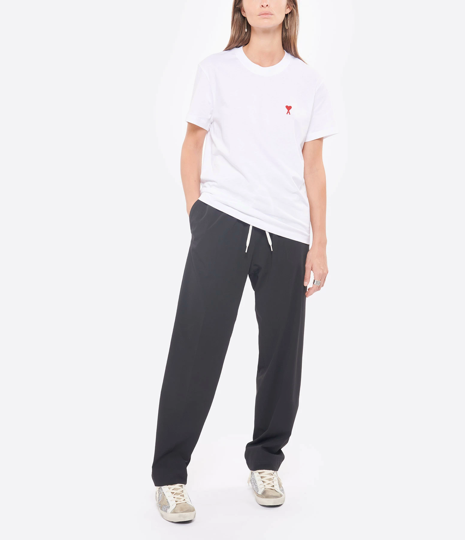 AMI Paris Tee-shirt Unisexe Ami De Cœur Coton Biologique Blanc – Image 6