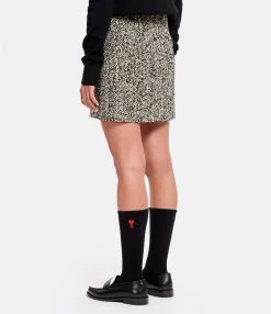 AMI Paris Jupe Laine Vierge Noir Écru 11 AMI Paris Jupe Laine Vierge Noir Écru -Boutique de vente ZIMMERMANN amipa look20220812 272