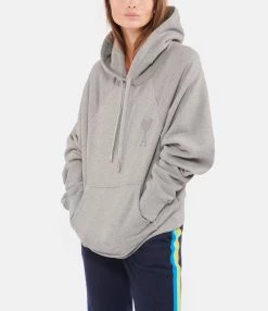 AMI Paris Sweatshirt Hoodie Unisexe Ami De Cœur Coton Bio Gris Chiné 9 AMI Paris Sweatshirt Hoodie Unisexe Ami De Cœur Coton Bio Gris Chiné -Boutique de vente ZIMMERMANN amipa look20220907 405