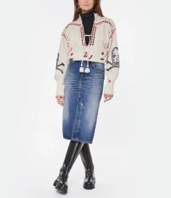 AMI Paris Jupe Crayon Coton Denim Bleu Usé 9 AMI Paris Jupe Crayon Coton Denim Bleu Usé -Boutique de vente ZIMMERMANN amipa look20221011 293