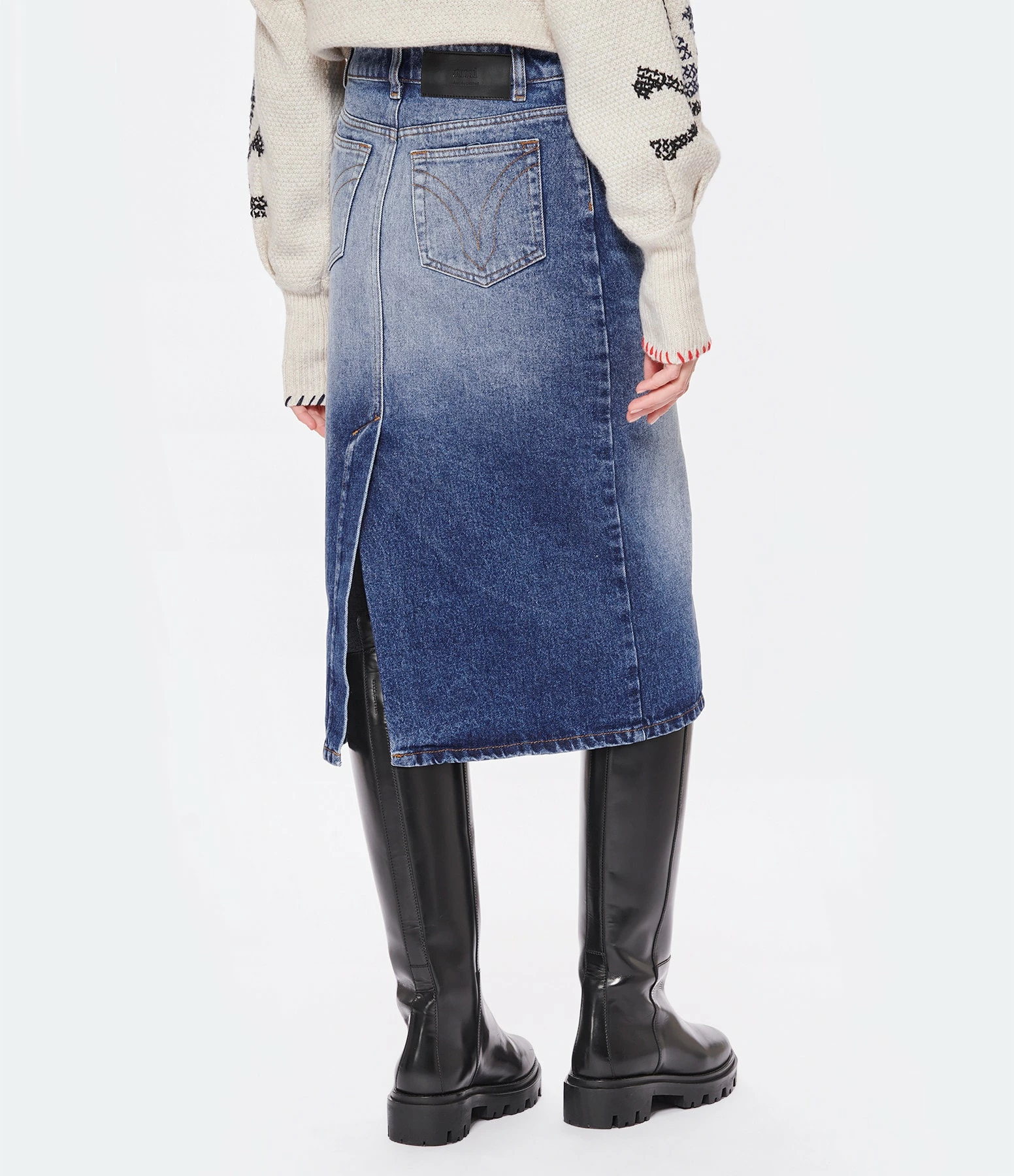 AMI Paris Jupe Crayon Coton Denim Bleu Usé 7 AMI Paris Jupe Crayon Coton Denim Bleu Usé – Image 5