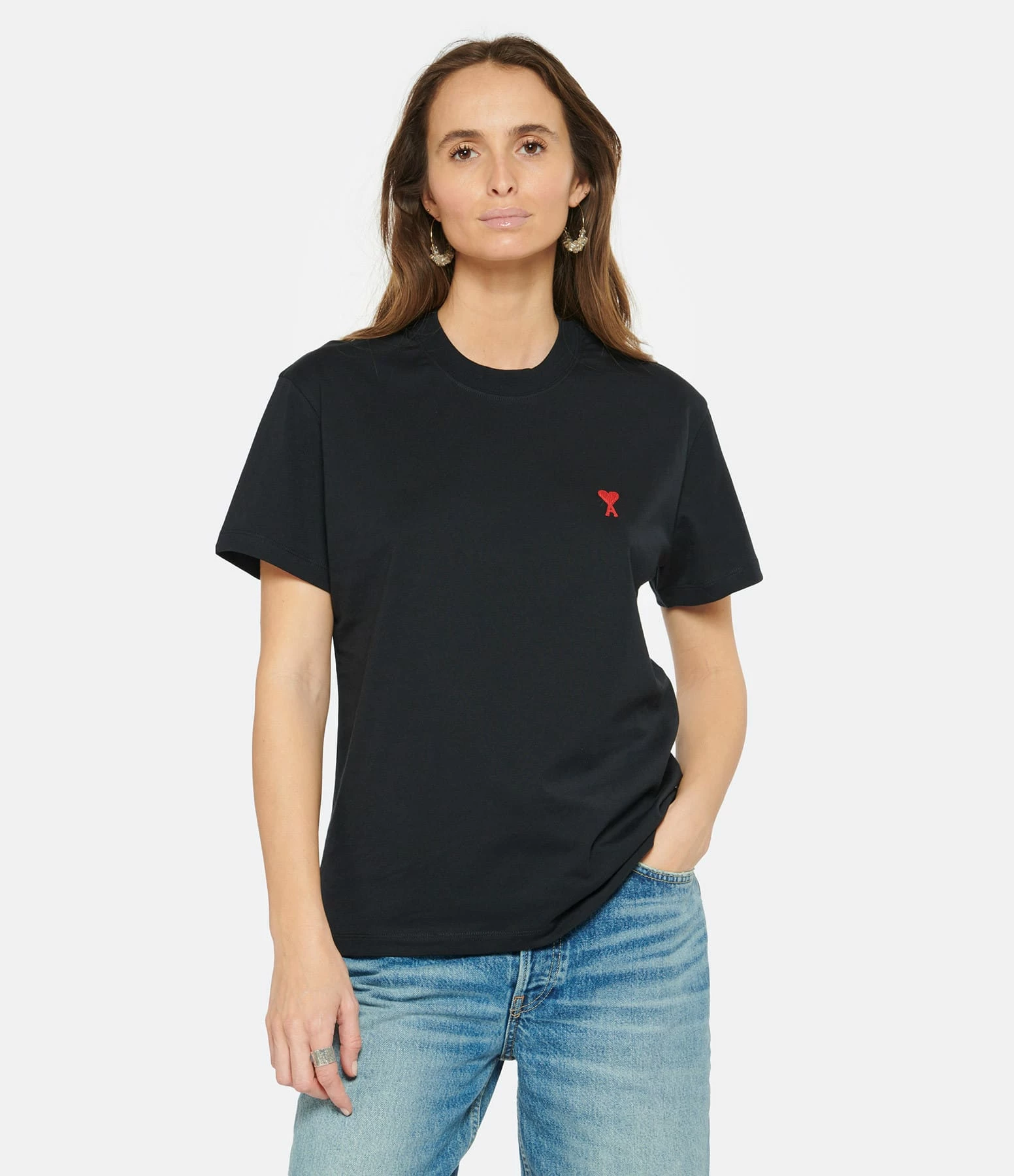 AMI Paris Tee-shirt Unisexe Ami De Cœur Coton Biologique Noir – Image 2