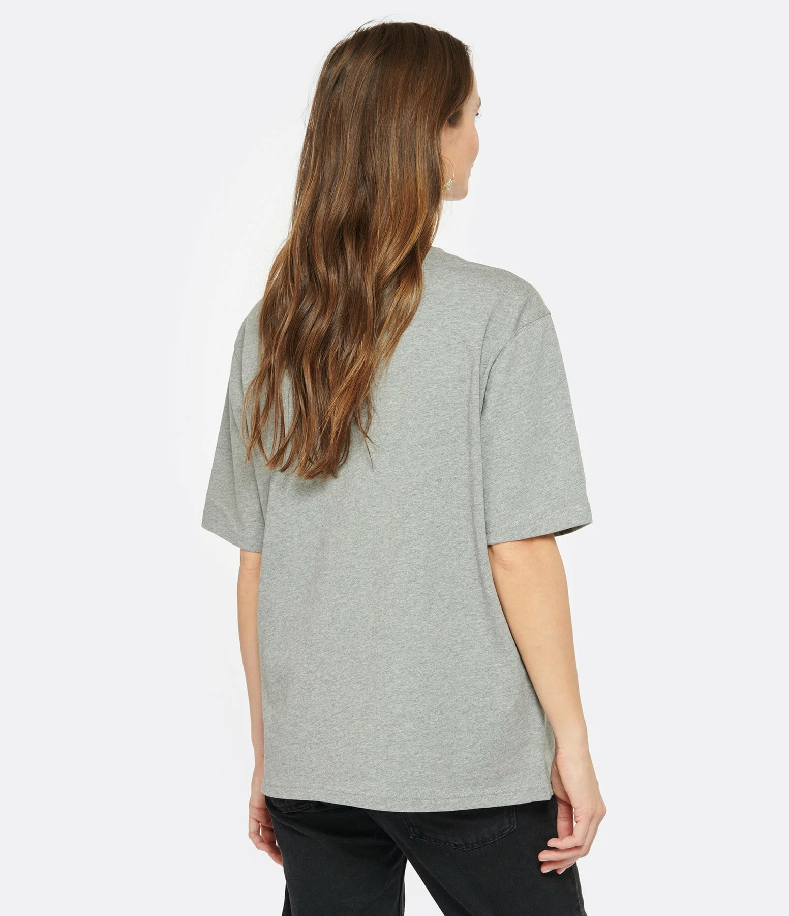 AMI Paris Tee-shirt Unisexe Ami De Cœur Coton Biologique Gris Chiné Rouge – Image 4