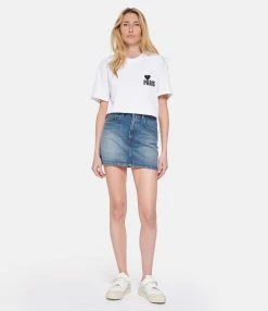 AMI Paris Tee-shirt Unisexe Coton Biologique Blanc -Boutique de vente ZIMMERMANN amipa look20230207 294
