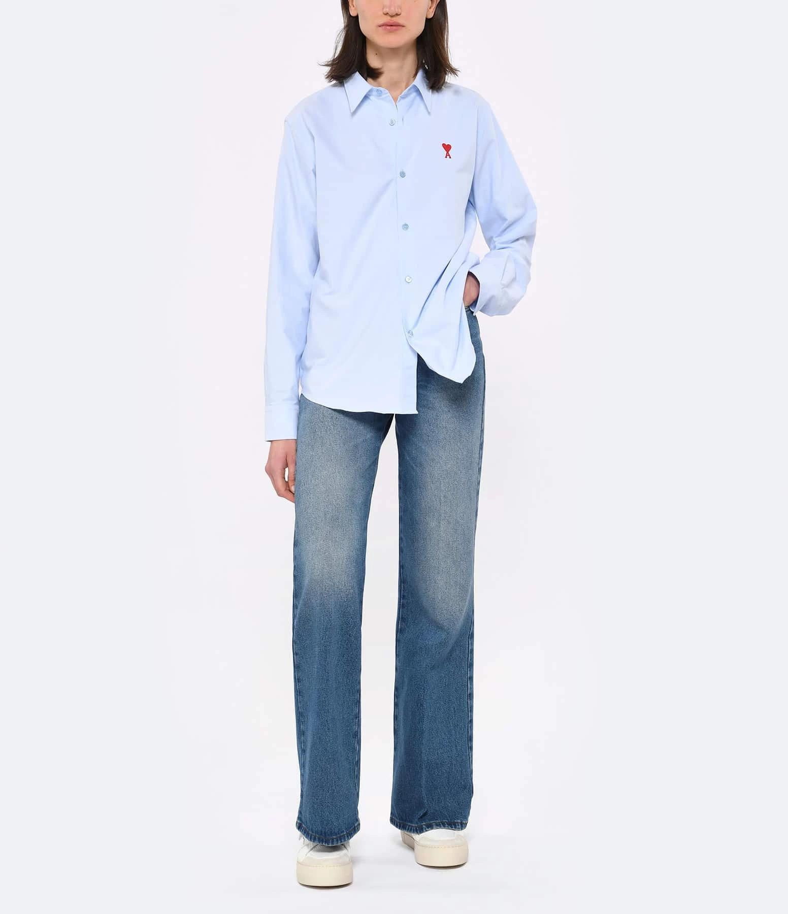 AMI Paris Chemise Coton Bleu Ciel – Image 4
