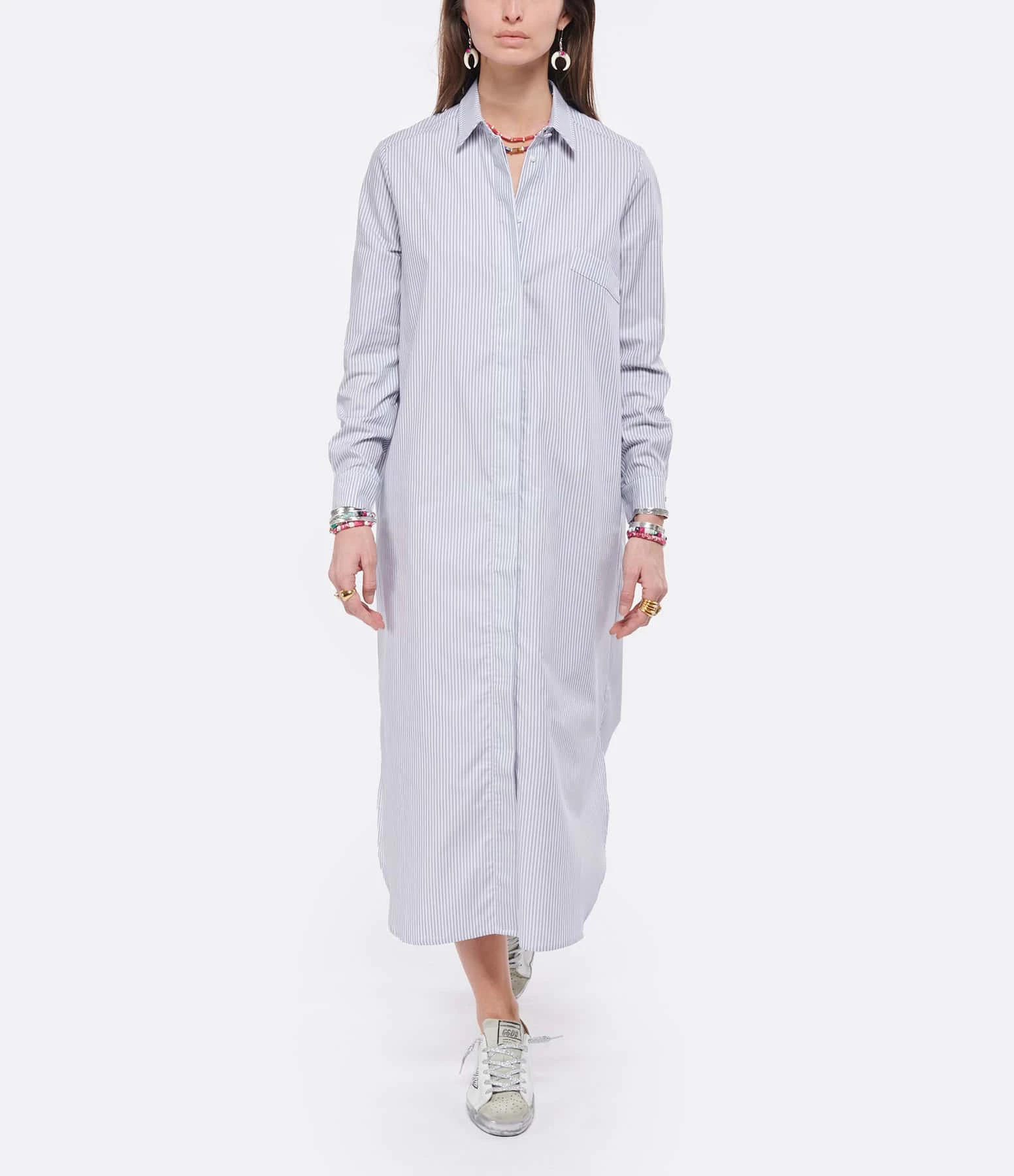 ANDREA LEV Robe Chemise Sienna Rayures Bleu Ciel – Image 3