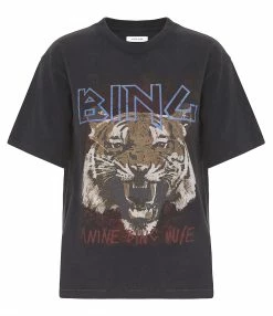 ANINE BING Tee-shirt Tiger Coton Organique Gris Délavé