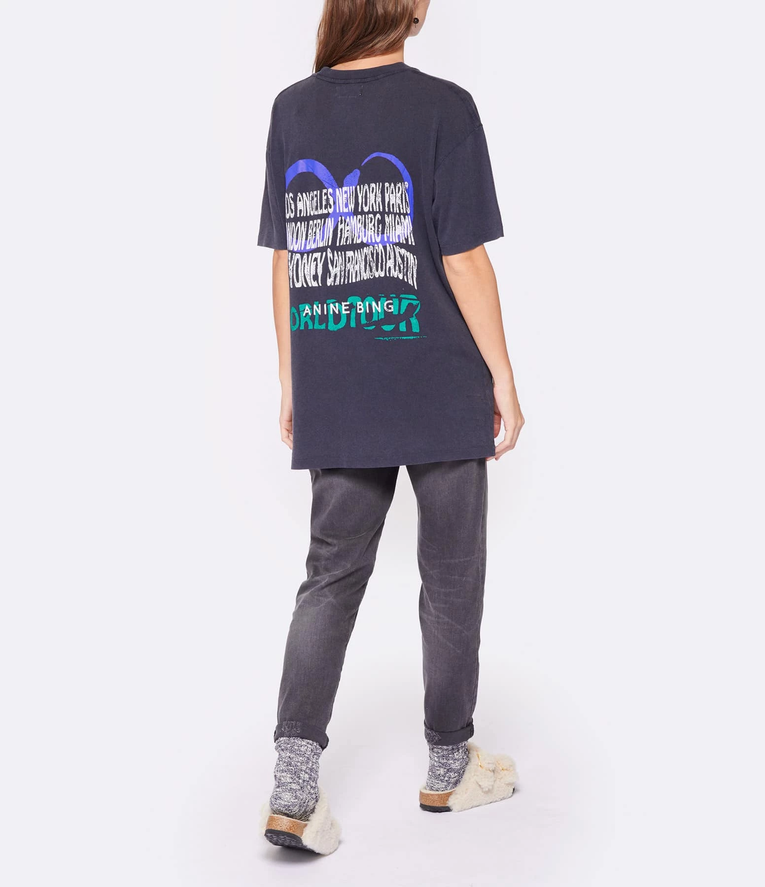ANINE BING Tee-shirt Walker Coton Noir Délavé – Image 5