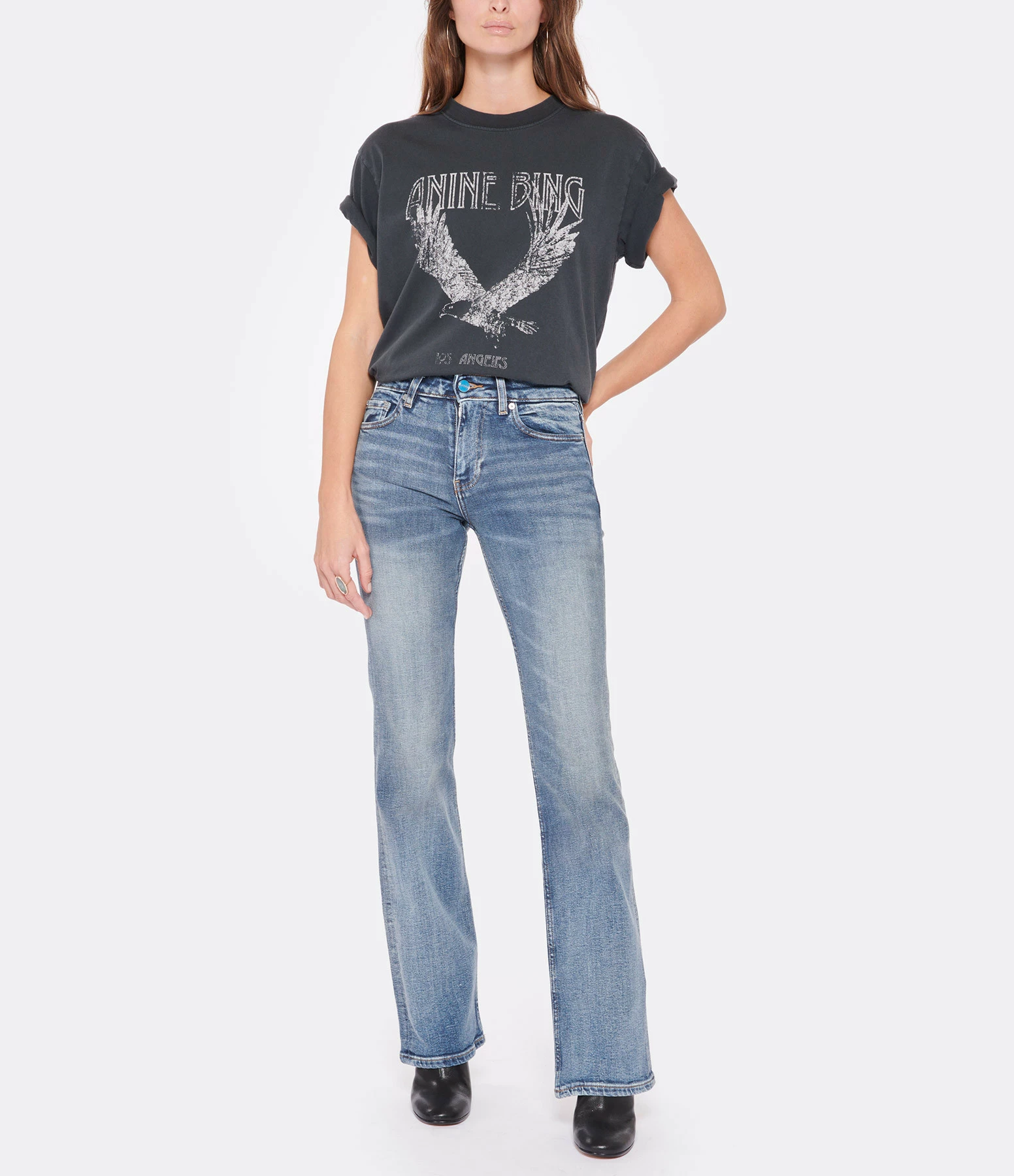 ANINE BING Tee-shirt Lili Coton Organique Gris Délavé – Image 4