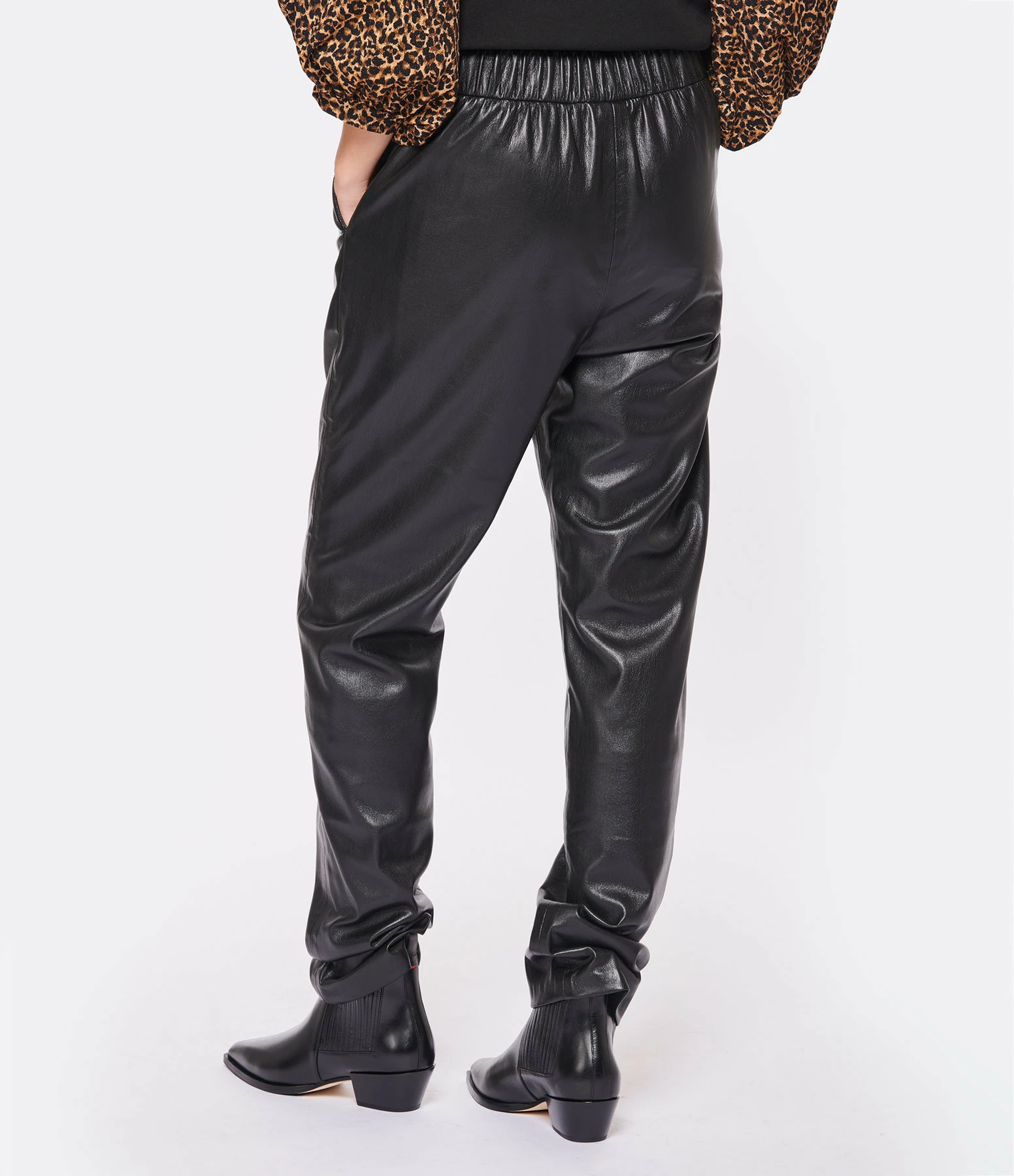 ANINE BING Pantalon Simili Cuir Noir – Image 5