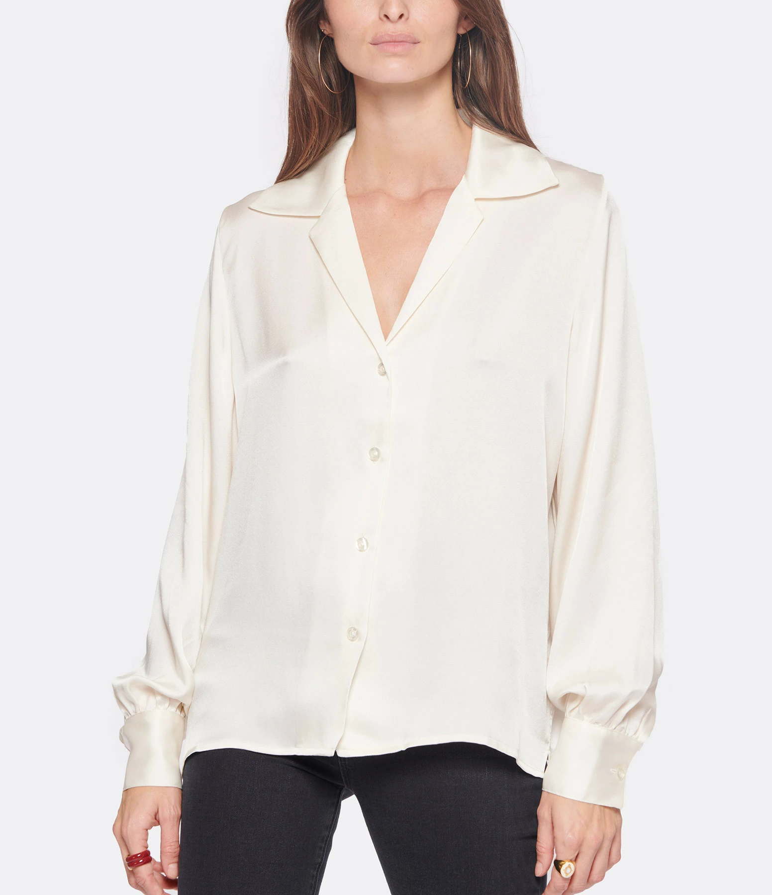 ANINE BING Chemise Mylah Soie Ivoire – Image 2