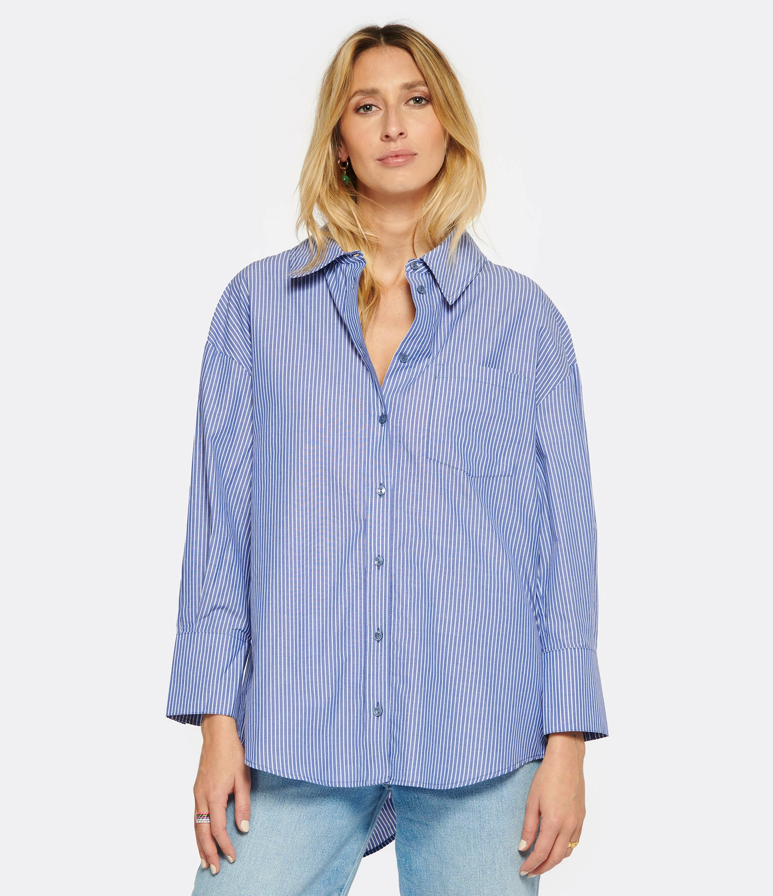 ANINE BING Chemise Mika Coton Rayures Bleu Blanc – Image 2