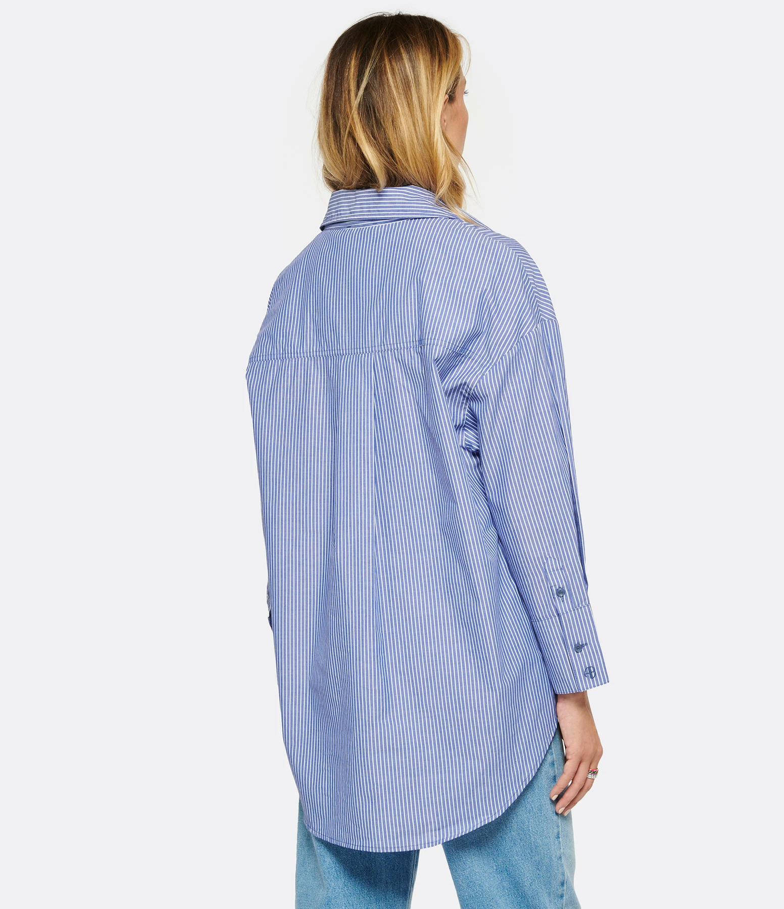 ANINE BING Chemise Mika Coton Rayures Bleu Blanc – Image 4