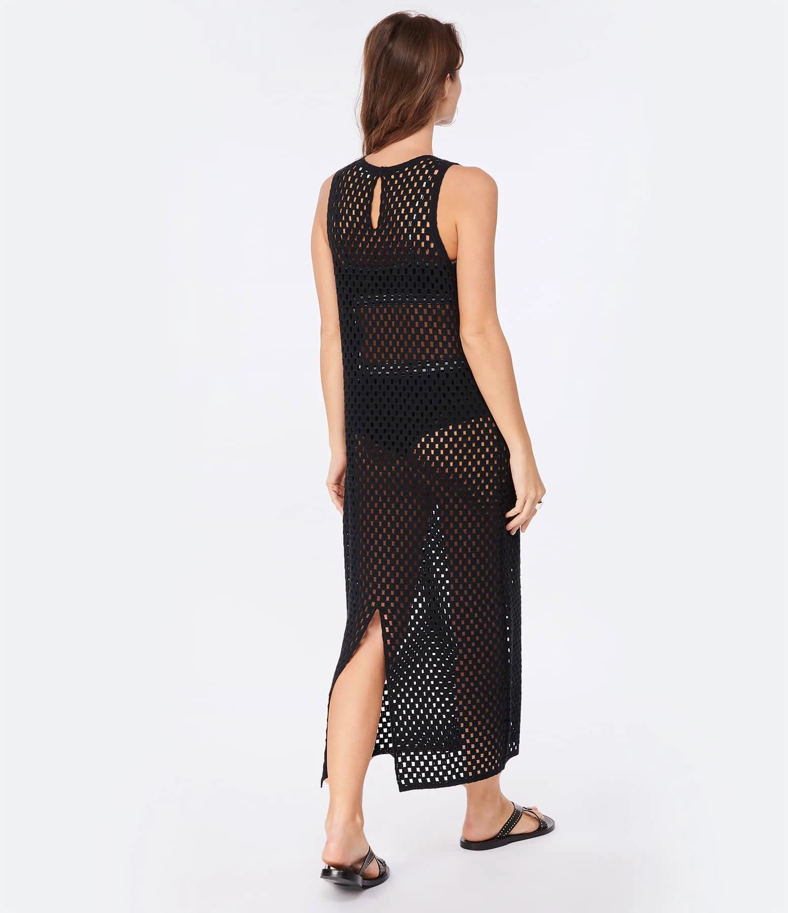 ANINE BING Robe Veronica Coton Crochet Noir – Image 3